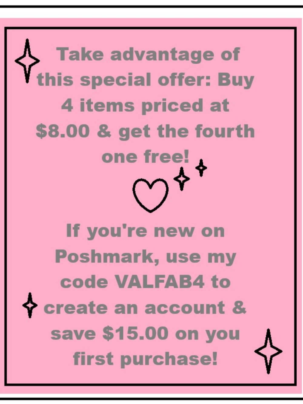 Buy 4 items priced at $8.00 & get the fourth one free! Happy spring!